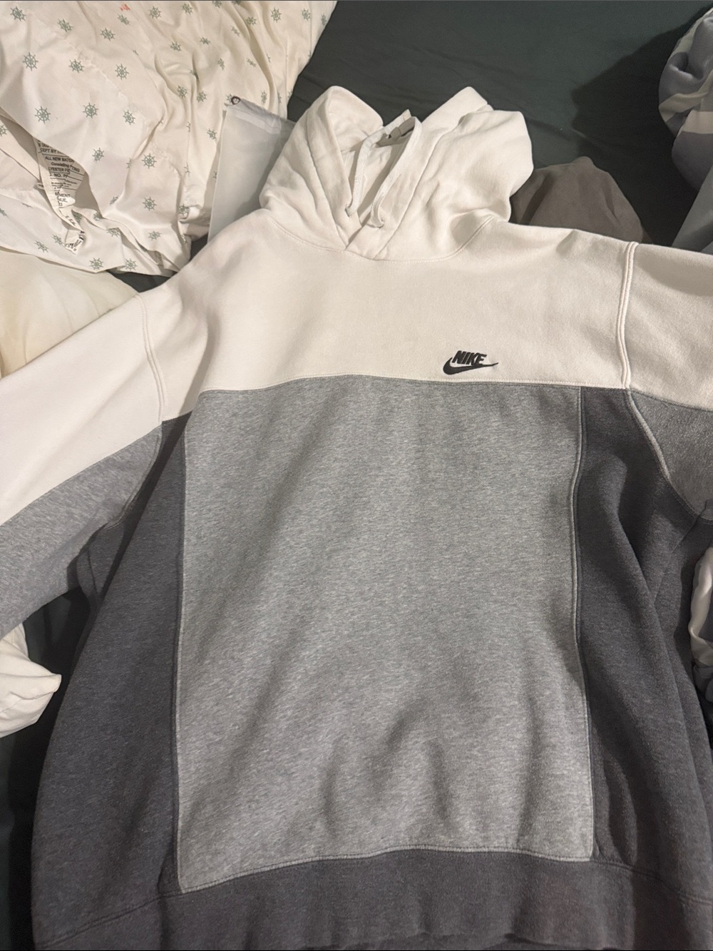 Nike Men’s Colorblock Crewneck Pullover in White and Gray